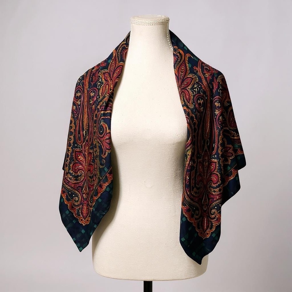 Paisley‎ Scarf Women's Square Vintage Style Made in Italy Polyester Boho Gothic